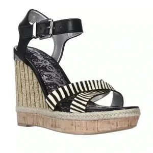 Sam Edelman zebra print clay wedge sandals